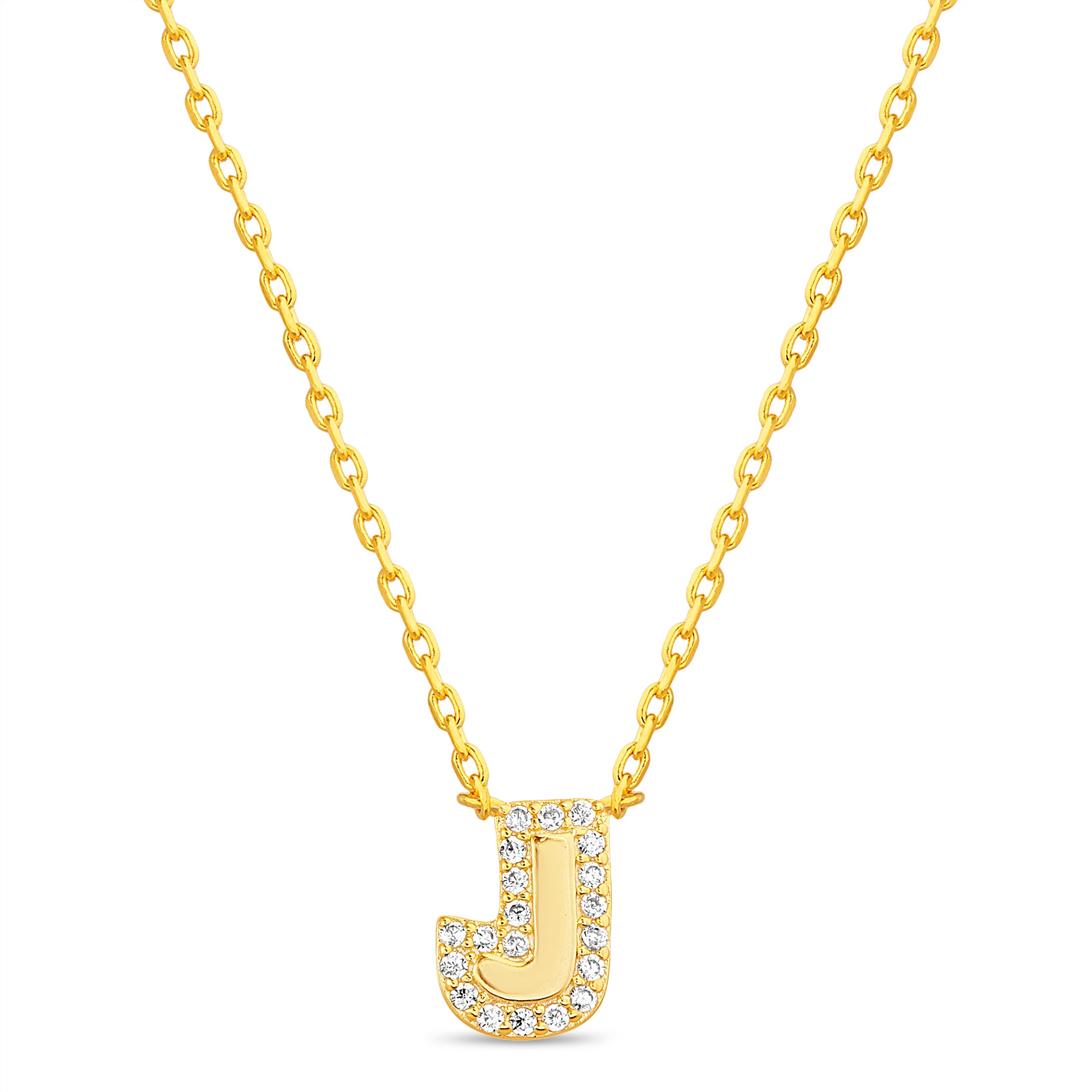 Gold Initial Necklace with CZ Halo